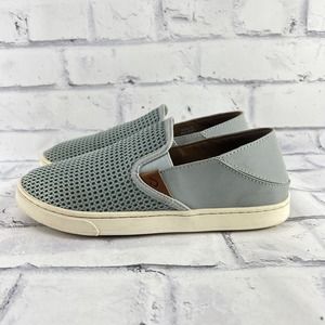 OluKai Women's Mesh Slip-On Sneakers in Gray and White